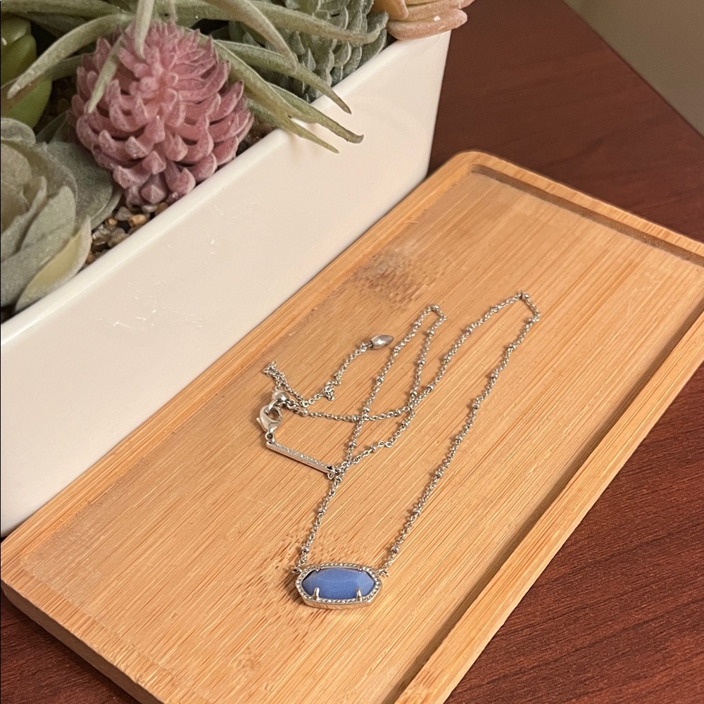 Kendra Scott Glow in The Dark Blue Stone in Silver Satellite Necklace